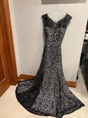 Sequin Hearts Black Lace Prom Gown